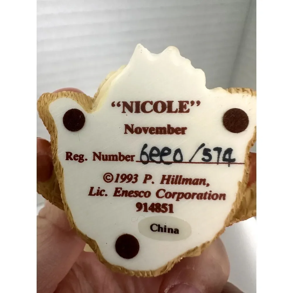 1993 Enesco Cherished Teddies Nicole #914851 November 